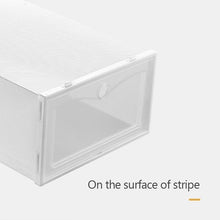 Cargar imagen en el visor de la galería, Caja para almacenamiento de zapatos, organizador de zapatos apilable de plástico, color blanco transparente, plegable, cubierta antipolvo, F3, 1 unidad - mychinashop.com