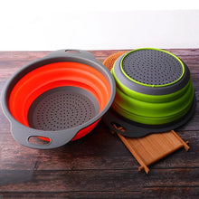Cargar imagen en el visor de la galería, Colador plegable de silicona para frutas y verduras, cesta de lavado, escurridor con mango, utensilios de cocina MOD 627-32