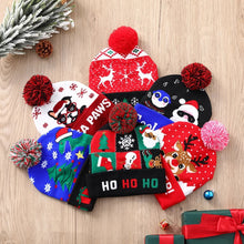 Cargar imagen en el visor de la galería, Gorro navideño de punto con luz LED para niños y adultos, gorro cálido iluminado, decoración de Año Nuevo varios diseños