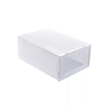 Cargar imagen en el visor de la galería, Caja para almacenamiento de zapatos, organizador de zapatos apilable de plástico, color blanco transparente, plegable, cubierta antipolvo, F3, 1 unidad - mychinashop.com