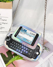 Cargar imagen en el visor de la galería, Bolso de mano para teléfono móvil con teclado completo para mujer, bolsa de mensajero de pu con láser, moda europea y americana creativa, simulación divertida, MOD LH1240