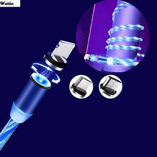 Cargar imagen en el visor de la galería, Cable STREAMER CABLE lighting X-CABLE 360 3 en uno Cable magnético de carga rápida para móvil, Cable de datos con luz LED, Micro USB tipo C, USB-C de carga rápida para IPhone y Android - mychinashop.com