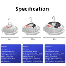 Cargar imagen en el visor de la galería, Linterna de carga Solar con Control remoto, Bombilla LED para lámpara recargable, portátil, luz nocturna de emergencia para Mercado, exterior, Camping, hogar MOD MLE-24 - mychinashop.com