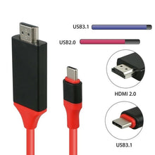 Cargar imagen en el visor de la galería, Adaptador de vídeo USB 3,1 tipo C de 2m, USB-C a HDMI, HDTV, Cable de carga Ultra HD 1080P 4k para Samsung S8, Macbook, Xiaomi - mychinashop.com