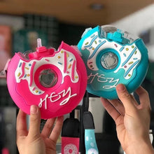 Cargar imagen en el visor de la galería, Botella de agua con diseño de Donut para niños, bote de estilo lindo creativo con pajita, 380ml, portátil, a prueba de fugas, MOD 2010