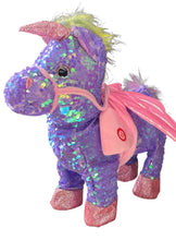 Cargar imagen en el visor de la galería, unicornio eléctrico para caminar, lindo unicornio con lentejuelas, Animal de peluche, música electrónica MOD BL-135