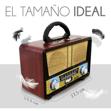 Cargar imagen en el visor de la galería, Bocina Retro Vintage Recargable Mp3 Usb Bluetooth Radio Fm MOD MD 1909BT