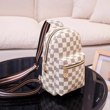 Cargar imagen en el visor de la galería, Bolso de hombro de cuero con estampado de rejilla Vintage para mujer, bolsa de viaje para teléfono MOD BD26