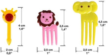 Cargar imagen en el visor de la galería, Mini Tenedor de fruta con dibujos de animales para niños, accesorios de decoración para fiesta, 10 pz
