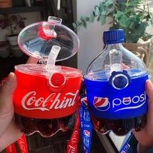 Cargar imagen en el visor de la galería, Vaso de bebida Tritan portátiles, taza de agua de Cola de dibujos animados con pajita, taza Kawaii divertida, botella de agua creativa 300 ml MOD 264NF