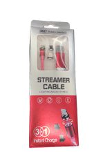 Cargar imagen en el visor de la galería, Cable STREAMER CABLE lighting X-CABLE 360 3 en uno Cable magnético de carga rápida para móvil, Cable de datos con luz LED, Micro USB tipo C, USB-C de carga rápida para IPhone y Android - mychinashop.com