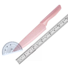 Cargar imagen en el visor de la galería, 6 pz Juego de cuchillos domésticos de paja de trigo, con tabla de picar utensilios de cocinaMOD RO-4