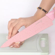 Cargar imagen en el visor de la galería, 6 pz Juego de cuchillos domésticos de paja de trigo, con tabla de picar utensilios de cocinaMOD RO-4