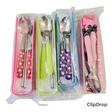 Cargar imagen en el visor de la galería, Juego de cubiertos con estuché y palillos de acero MOD 80362