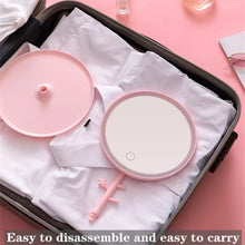 Cargar imagen en el visor de la galería, Espejo LED con pantalla táctil para maquillaje, tocador con 3 modos de luz regulables, recargable, para dormitorio MOD ZE-1303