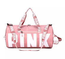 Cargar imagen en el visor de la galería, Bolsa de viaje rosa para mujer, bolsa de lona de entrenamiento Fitness para viaje, bolsa de equipaje deportiva impermeable de gran capacidad para gimnasio MDO 2022-7