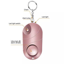 Cargar imagen en el visor de la galería, Llaveros de alarma Personal con sirena de sonido seguro para mujer, llavero con alarma de seguridad y defensa Personal LED de ataque a la luz, para mujeres y niños varios colores - mychinashop.com