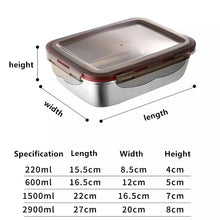 Cargar imagen en el visor de la galería, Fiambrera de acero inoxidable 304 a prueba de fugas, MOD GH4698 contenedor de almacenamiento de alimentos, Bento, cuencos, capacidad para el hogar, contenedor de alimentos, viaje, 4 pz