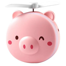Cargar imagen en el visor de la galería, Mini ventilador portátil de verano para oficina recargable de mano con luz LED de dibujos animados de cerdo, Mini ventilador refrigerante, espejo de maquillaje MODELOS SURTIDOS - mychinashop.com