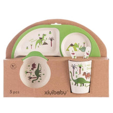 Cargar imagen en el visor de la galería, Juego de vajilla de fibra de bambú para niños y bebés, Set de 5 unids/set de animales de dibujos animados, plato, tazón, taza, tenedor, cuchara MOD HB-913