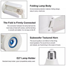 Cargar imagen en el visor de la galería, Foco con bocina iluminación regulable RGB música lámpara E27 luz Led para garaje Deformable Luz de techo con Altavoz bluetooth Control remoto Mod BL-023 - mychinashop.com