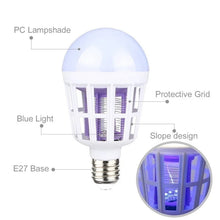 Cargar imagen en el visor de la galería, Foco para mosquitos 9W, lámpara antimosquitos 2 en 1, mata insectos, Bombilla, Mata moscas, insectos, luz nocturna para bebés MOD FOCO2