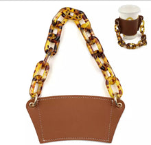 Cargar imagen en el visor de la galería, Portavaso termo reutilizable con cadena de viaje ecológica para bebidas, funda para botella de café, soporte para taza de cuero PU MOD cadena grandeMANGA