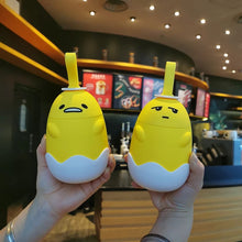 Cargar imagen en el visor de la galería, Taza de agua de doble capa con diseño de huevo de dibujos animados, vaso creativo de vidrio con mango para fitness al aire libre, práctico, personalizado, para oficina y hogar MOD 1618