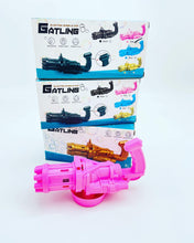Cargar imagen en el visor de la galería, Pistola de burbuja en caja Máquina de burbujas eléctrica Gatling para niños, pistola de burbujas automática de oro y negro, función combinada de ventilador de pistola de juguete MOD 2025