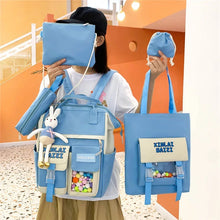 Cargar imagen en el visor de la galería, Conjunto de 4 unids/set de mochilas de lona para mujer, morral escolar para chicas adolescentes, mochila de viaje para estudiantes, mochila para ordenador portátil KAWAI MOD 316