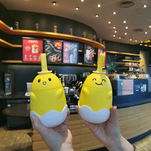 Cargar imagen en el visor de la galería, Taza de agua de doble capa con diseño de huevo de dibujos animados, vaso creativo de vidrio con mango para fitness al aire libre, práctico, personalizado, para oficina y hogar MOD 1618