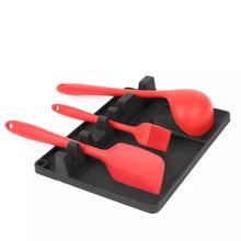 Cargar imagen en el visor de la galería, Soporte de cuchara de silicona 2 en 1, soporte de cuchara de mayor tamaño para la encimera de la estufa, reposapiés mejorado con almohadilla de goteo, incluye 5 ranuras y 1 cuchara