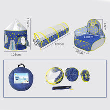 Cargar imagen en el visor de la galería, Castillo cuete con juego de túnel y alberca de pelotas 3 en 1, casa de juego de apertura rápida, tienda de campaña portátil, túnel interior para gatear, regalo para niños castillo MOD 10513