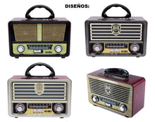 Cargar imagen en el visor de la galería, Bocina Retro Vintage Recargable Mp3 Usb Bluetooth Radio Fm MOD MD 1909BT