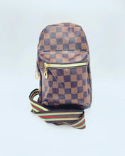 Cargar imagen en el visor de la galería, Bolso de hombro de cuero con estampado de rejilla Vintage para mujer, bolsa de viaje para teléfono MOD BD26