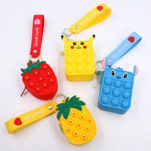 Cargar imagen en el visor de la galería, Monedero Popper sensorial de silicona, bolsa de almacenamiento de burbujas de empuje, de descompresión, unicornio arcoíris, monedero, juguete inquieto MOD GJB005