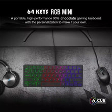 Cargar imagen en el visor de la galería, Miniteclado con cable K64, teclado luminoso de 3 colores para juegos, 64 teclas, retroiluminación RGB, para ordenador, Notebook y oficina
