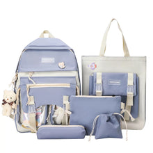 Cargar imagen en el visor de la galería, Mochilas escolares de lona para chicas adolescentes, Juego de 4 piezas, para estudiantes universitarios, para ordenador portátil, MOD 2018