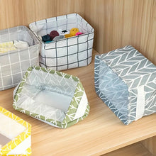 Cargar imagen en el visor de la galería, Cesta de almacenamiento de escritorio de lino, caja de almacenamiento de juguetes, cesta de ropa interior, organizador de cosméticos, organizador de papelería de oficina 16x20 cm MOD 6727