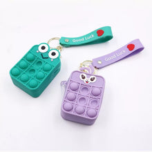 Cargar imagen en el visor de la galería, Monedero Popper sensorial de silicona, bolsa de almacenamiento de burbujas de empuje, de descompresión, unicornio arcoíris, monedero, juguete inquieto MOD GJB005
