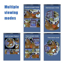 Cargar imagen en el visor de la galería, Cámara Mod 10364 EVKVO, 1080P, panorámica inalámbrica, Whit y cámara negra, cámara IP de red de seguridad para el hogar, lente de cámara de 360 grados, Ojo de pescado, visión nocturna IR - mychinashop.com
