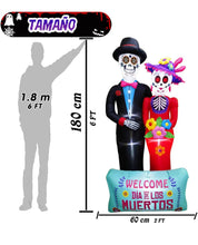 Cargar imagen en el visor de la galería, Decoraciones inflables de Halloween de 8 pies con LED integrados, decoraciones de patio hinchables, pareja da la bienvenida inflable MOD WS5094
