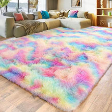 Cargar imagen en el visor de la galería, Alfombra de felpa gruesa para sala de estar, decoración del hogar, alfombra mullida Rectangular de seda para área de niños, alfombrillas para pies de sofá, Alfombra de juego para dormitorio de niños
