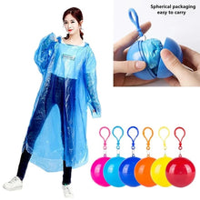 Cargar imagen en el visor de la galería, Impermeable desechable portátil para adultos, llavero con bola de compresión, Bola de bolsillo, Poncho para viajes al aire libre, equipo de Camping, novedad!! MOD IMPERMEABLE ESFERA
