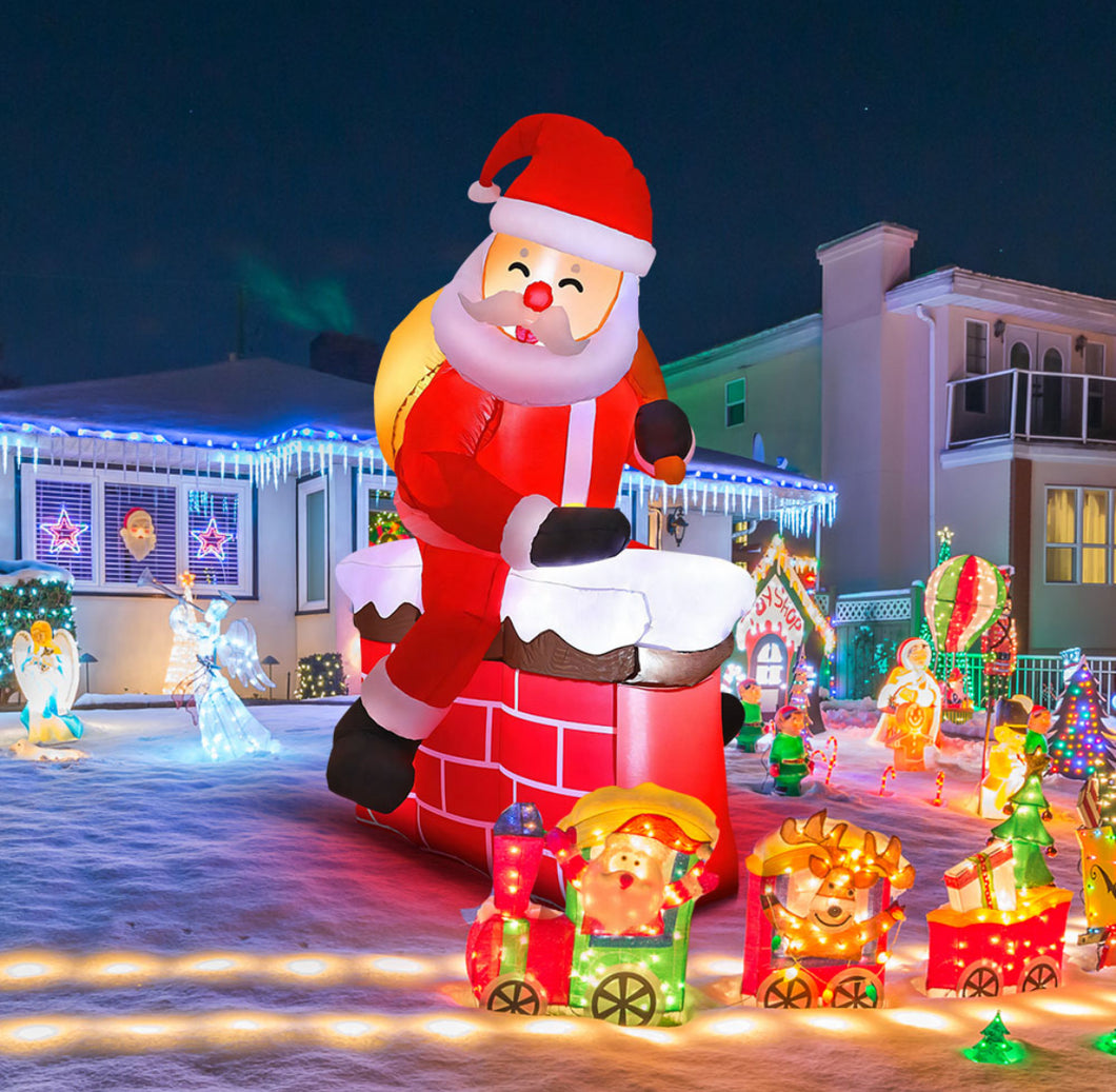Inflable Santa Claus Chimenea Decoración Hogar Navidad 1.8m MOD SD-72933
