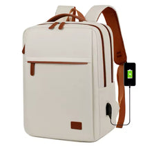 Cargar imagen en el visor de la galería, Mochila de negocios para hombre y mujer, diseño moderno, para ordenador portátil de 15,6 pulgadas, color azul y Beige, para estudiantes MOD 8866
