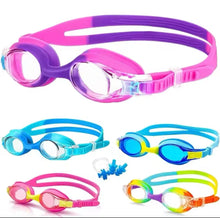 Cargar imagen en el visor de la galería, Gafas de natación impermeables para niños, lentes de colores profesionales, antiniebla, UV, accesorios de natación MOD F2412
