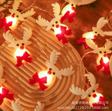 Cargar imagen en el visor de la galería, luces LED de muñeco de nieve de peluche, 1,5 m, 10LED, marioneta pequeña, atmósfera navideña, guirnaldas de luces decorativas
