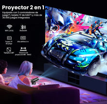 Cargar imagen en el visor de la galería, Proyector 4k Con Consola De Juegos más 5000 juegos y dos controles Inalámbrico 64g Hdmi y app TV 2.4g MOD X10
