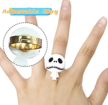Cargar imagen en el visor de la galería, Juego de anillos ajustables para niños y adultos, 12 piezas, decoraciones de Halloween, globo ocular, fantasma, calabaza, murciélago, accesorios MOD 686196
